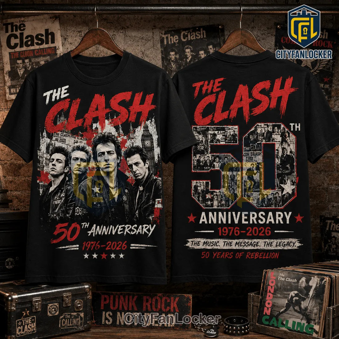 The Clash 50th Anniversary Vintage Black T-Shirt