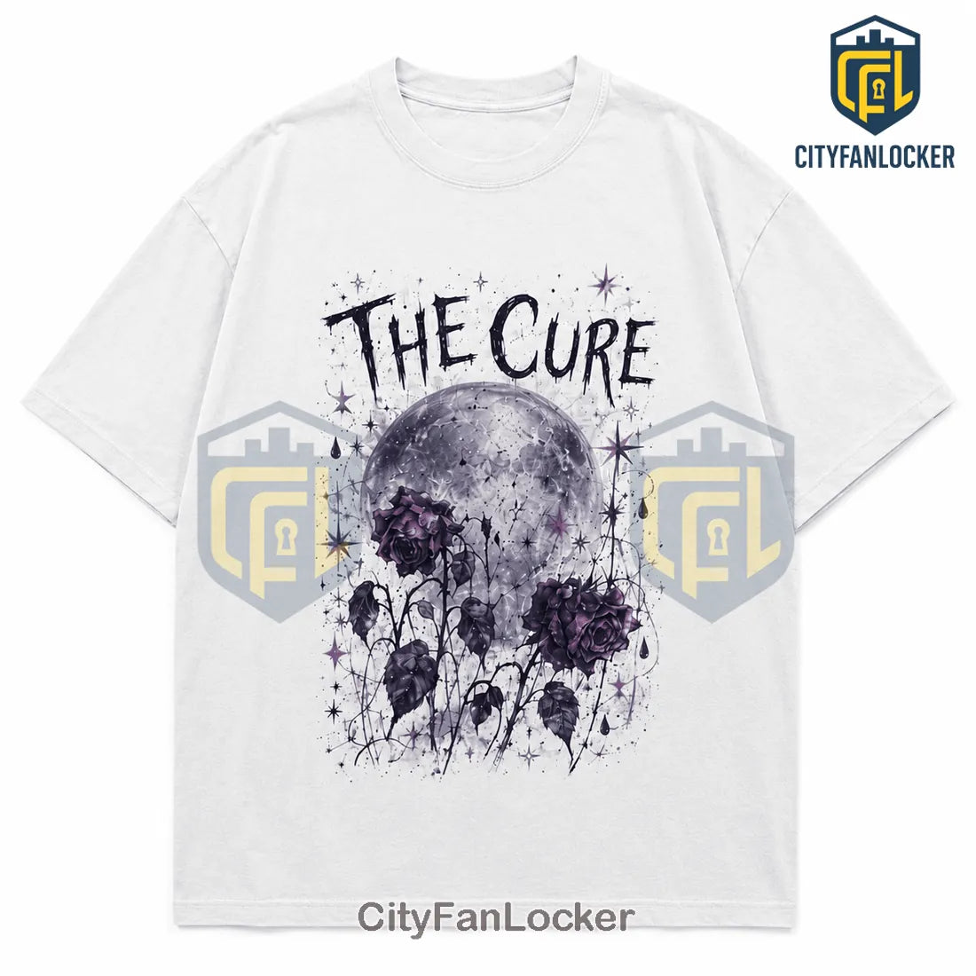 The Cure Melancholy In Bloom Illustrated White Cotton T-Shirt
