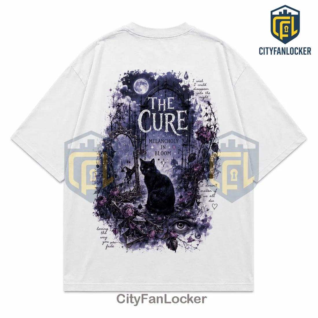 The Cure Melancholy In Bloom Illustrated White Cotton T-Shirt