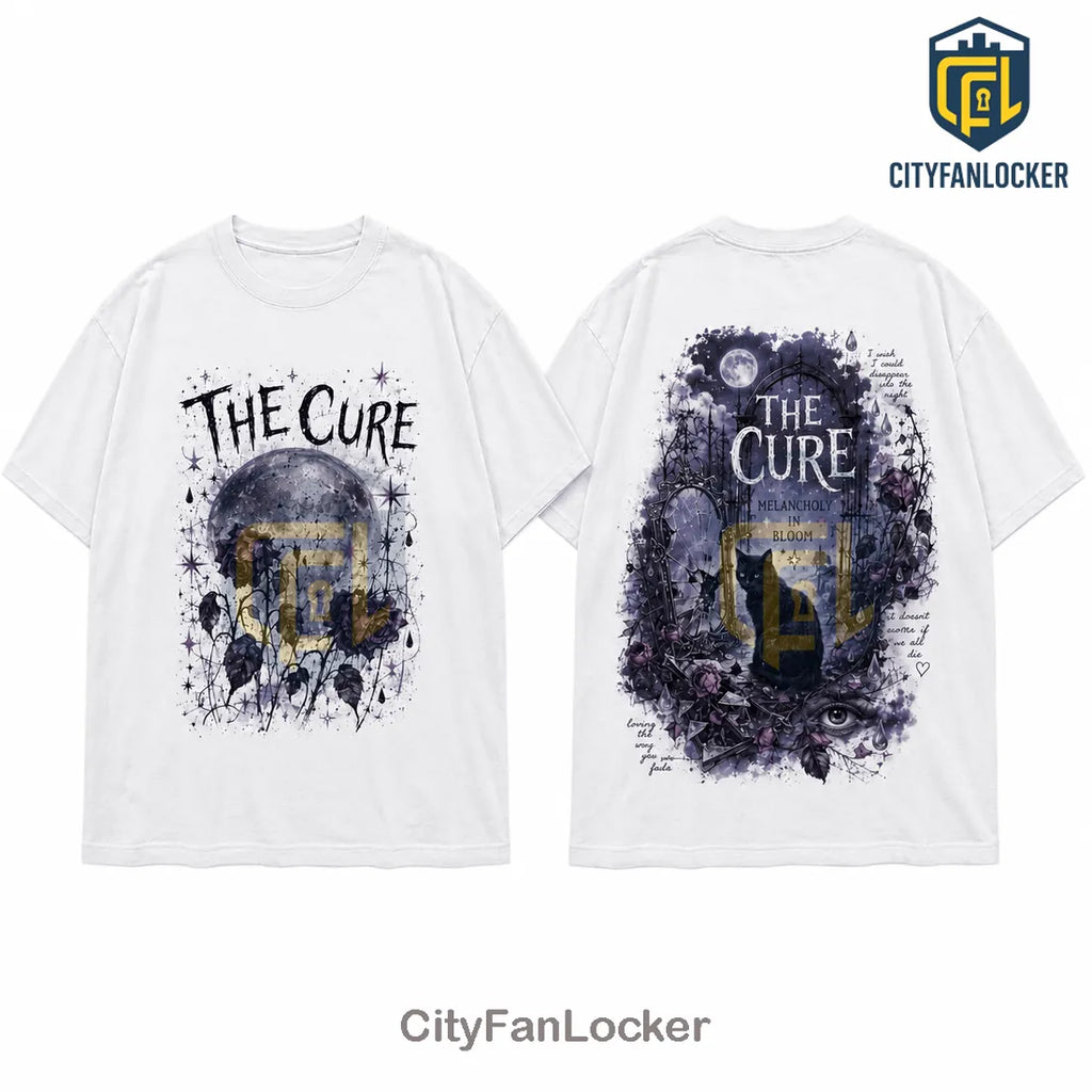 The Cure Melancholy In Bloom Illustrated White Cotton T-Shirt