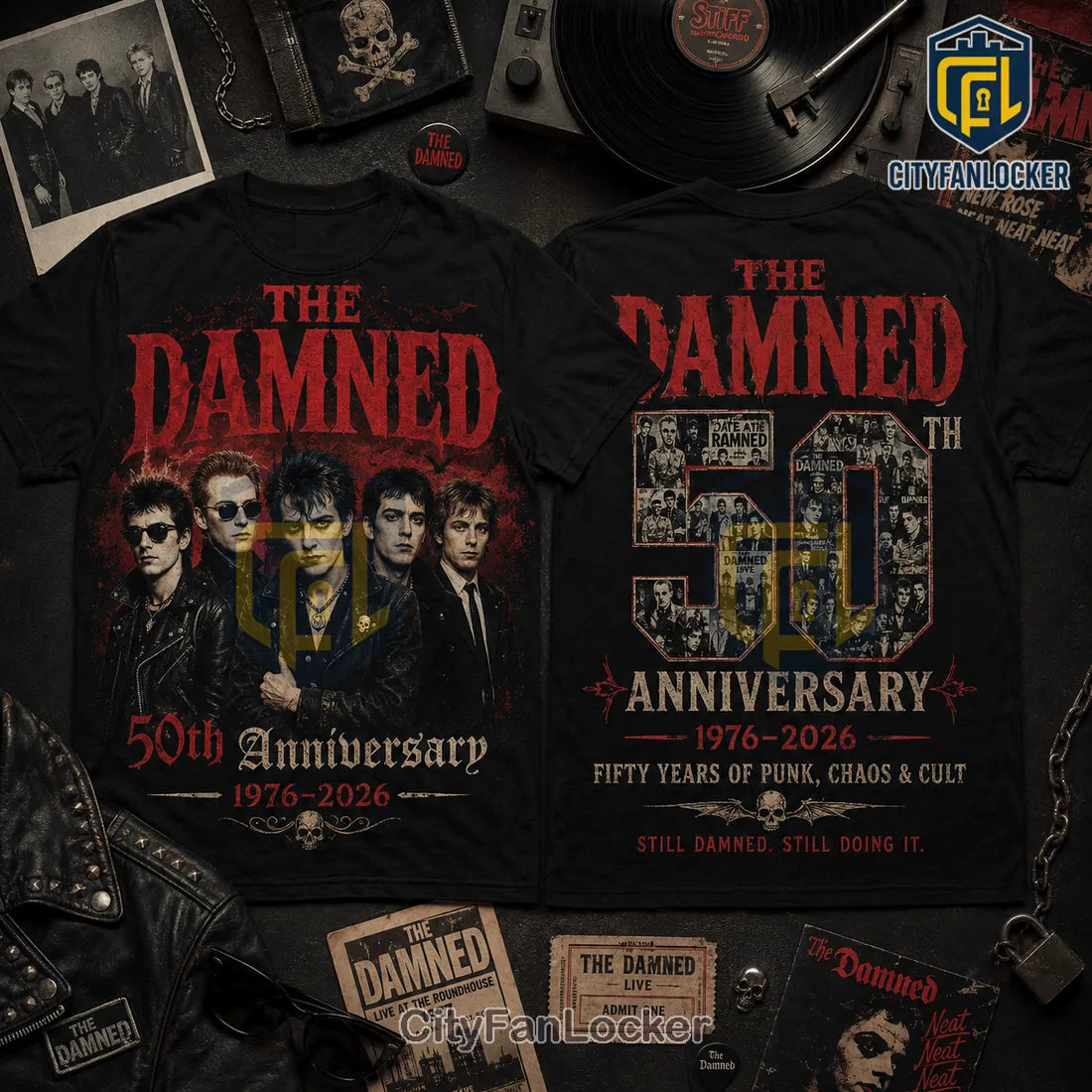 The Damned 50th Anniversary Black Vintage T-Shirt