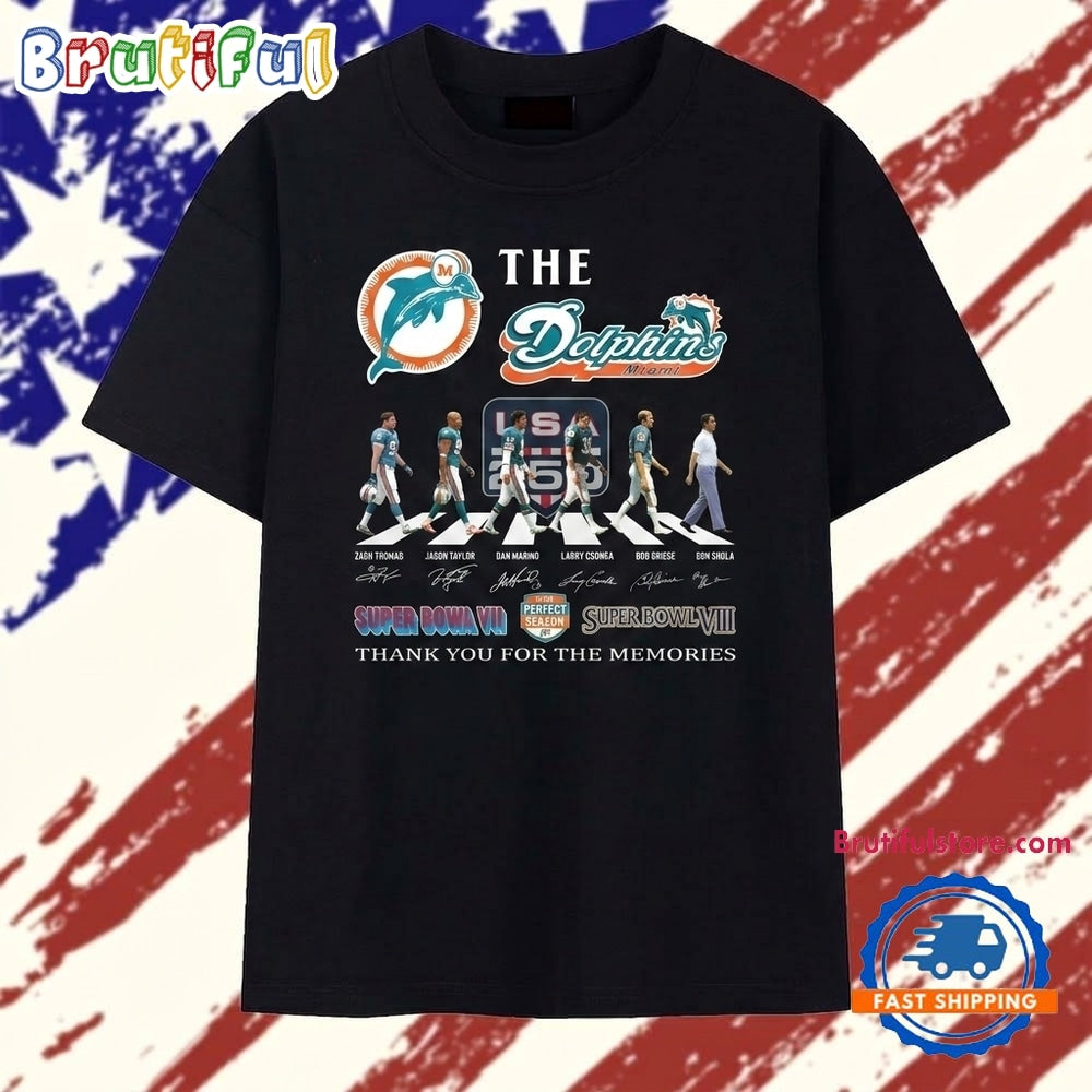 The Dolphins USA 250 Abbey Road Super Bowl Champions Signatures T Shirt