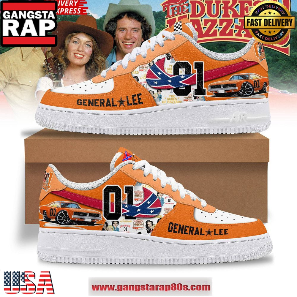 The Dukes of Hazzard General Lee Limited Edition Air Force 1 Running Sneakers Shoes