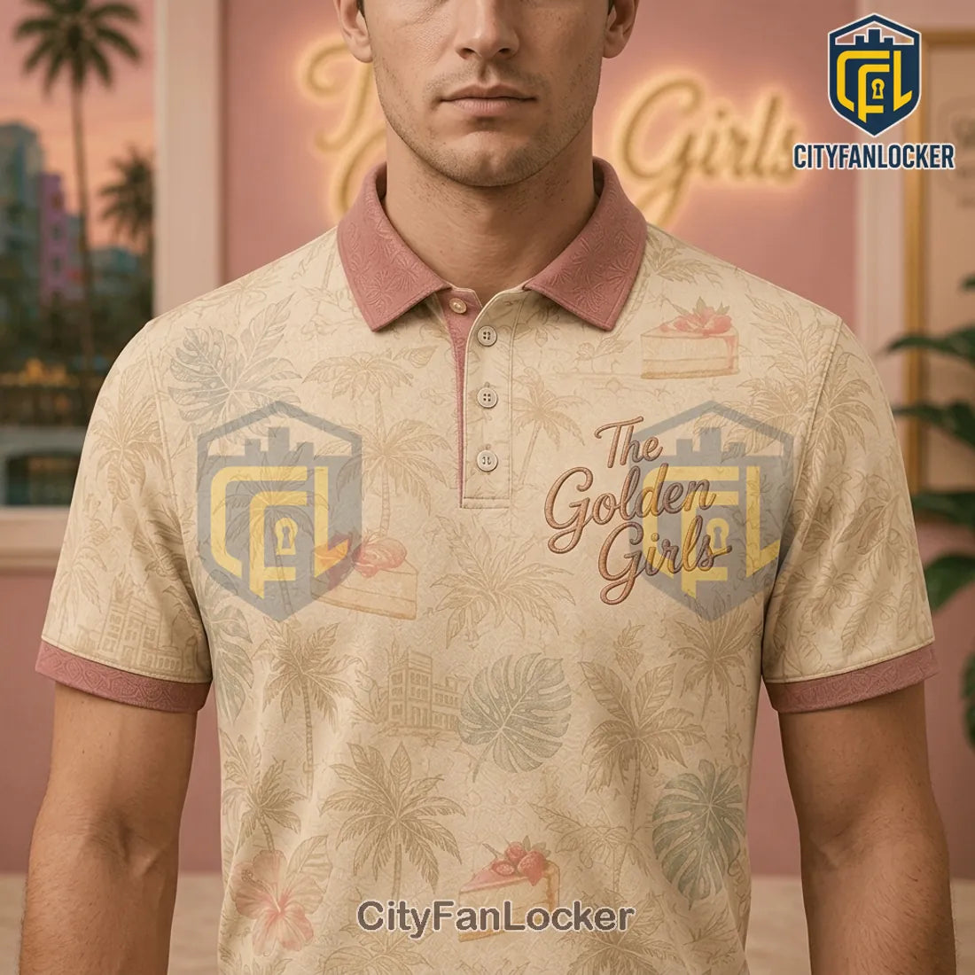 The Golden Girls Thank You For Being A Friend Cream Polo Shirt
