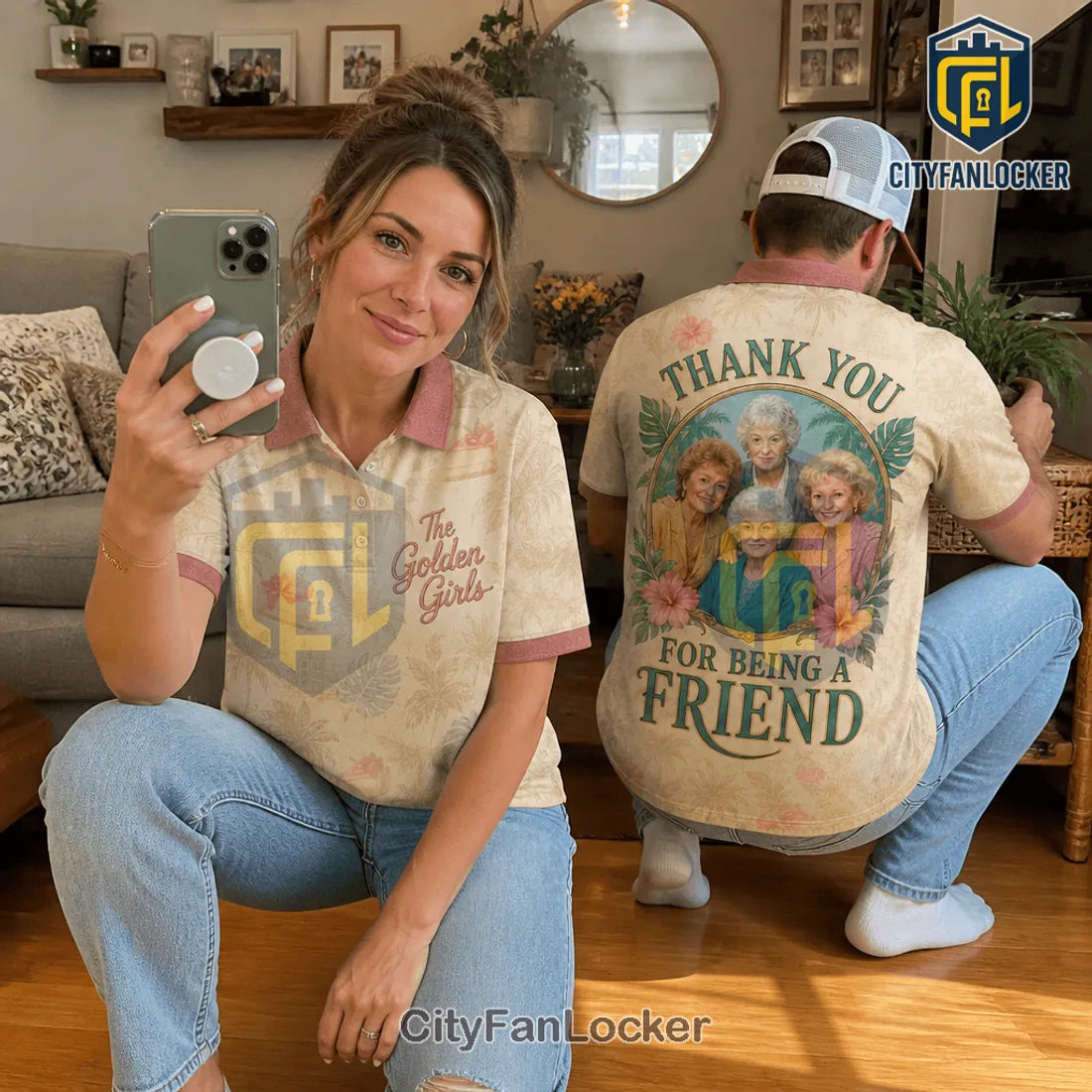 The Golden Girls Thank You For Being A Friend Cream Polo Shirt