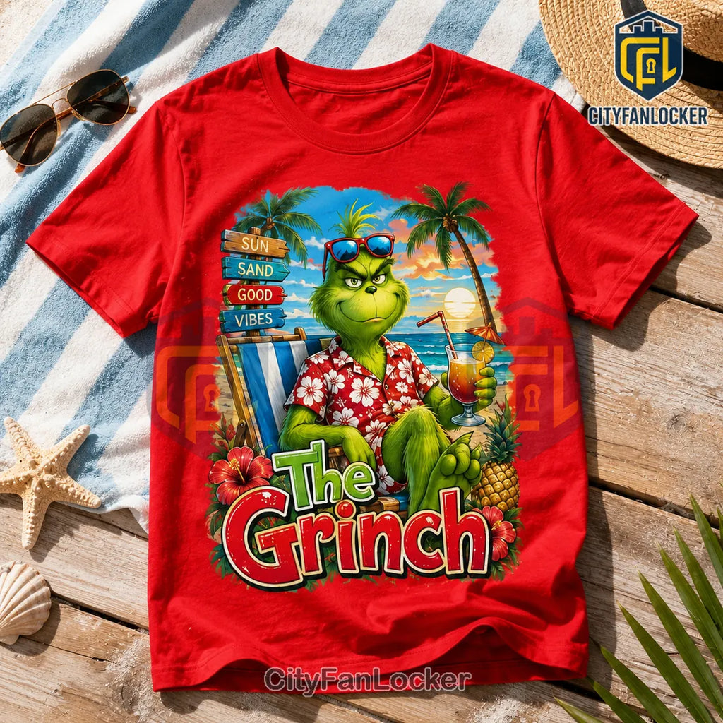 The Grinch Beach Vacation Red T-Shirt 2026
