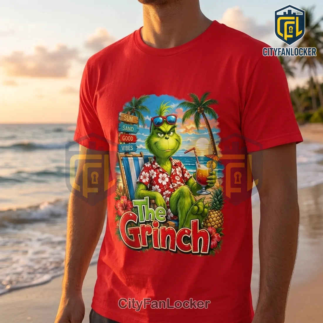 The Grinch Beach Vacation Red T-Shirt 2026