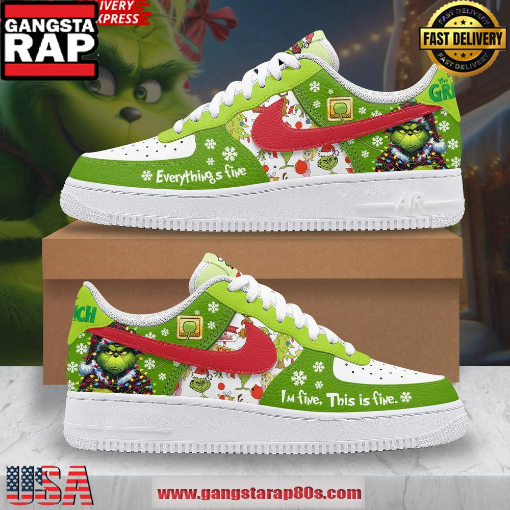 The Grinch Christmas Holiday Limited Edition Air Force 1 Running Sneakers Shoes