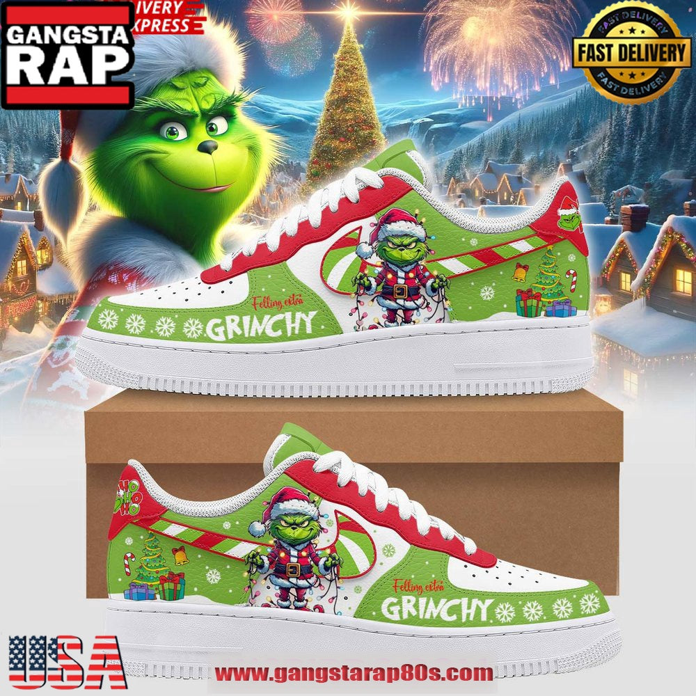 The Grinch Feeling Extra Grinchy Christmas Air Force 1 Running Sneakers Shoes