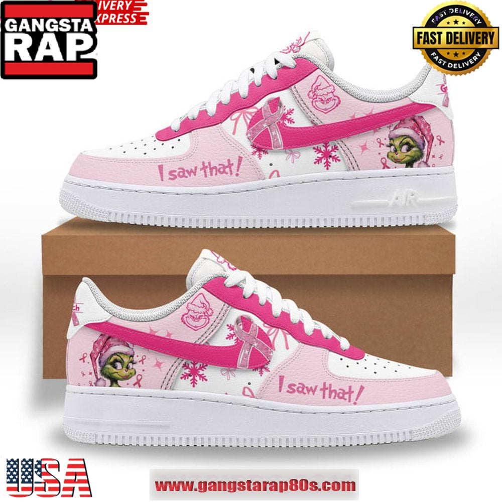 The Grinch I Saw That Pink Christmas Air Force 1 Running Sneakers Shoes