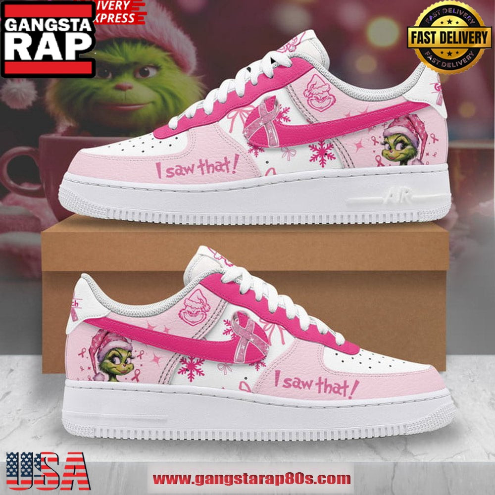 The Grinch I Saw That Pink Christmas Air Force 1 Running Sneakers Shoes
