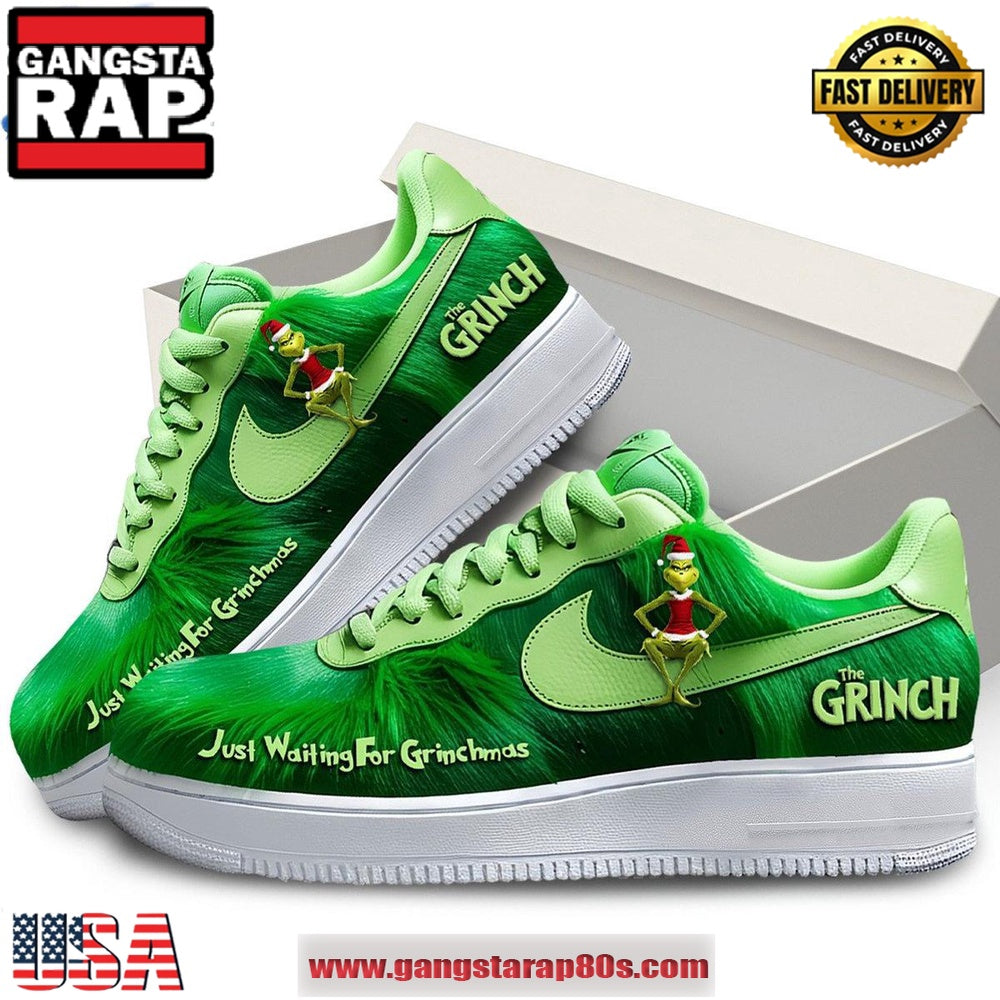 The Grinch Just Waiting For Christmas Limited Edition Air Force 1 Running Sneakers Shoes