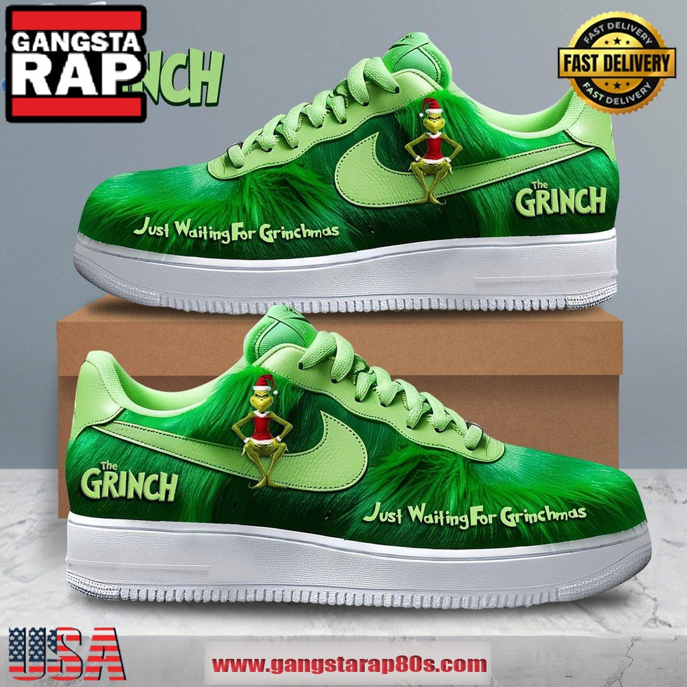 The Grinch Just Waiting For Christmas Limited Edition Air Force 1 Running Sneakers Shoes