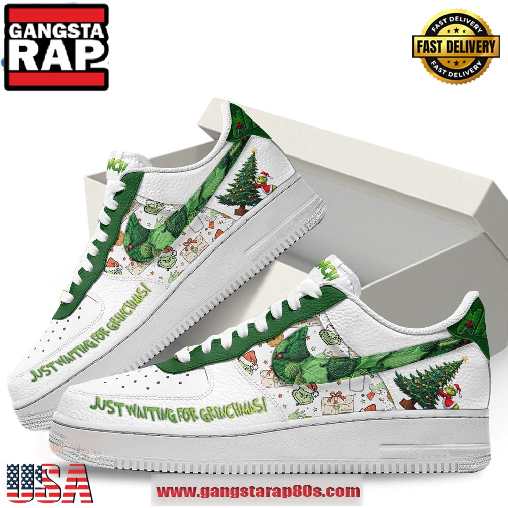 The Grinch Just Waiting For Grinchmas Limited Air Force 1 Running Sneakers Shoes