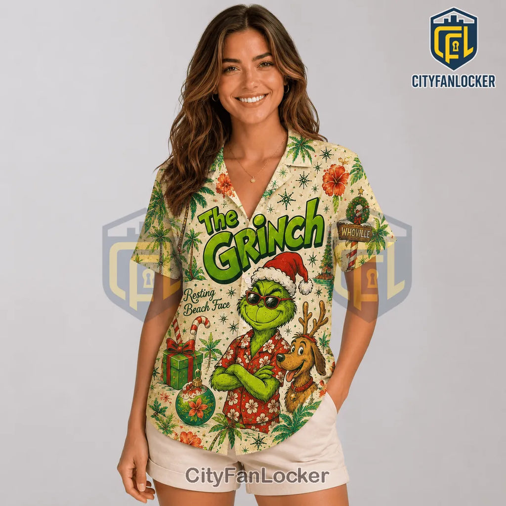 The Grinch Resting Beach Face Hawaiian Shirt 2026