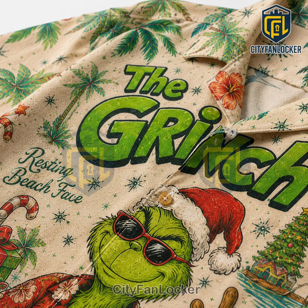 The Grinch Resting Beach Face Hawaiian Shirt 2026