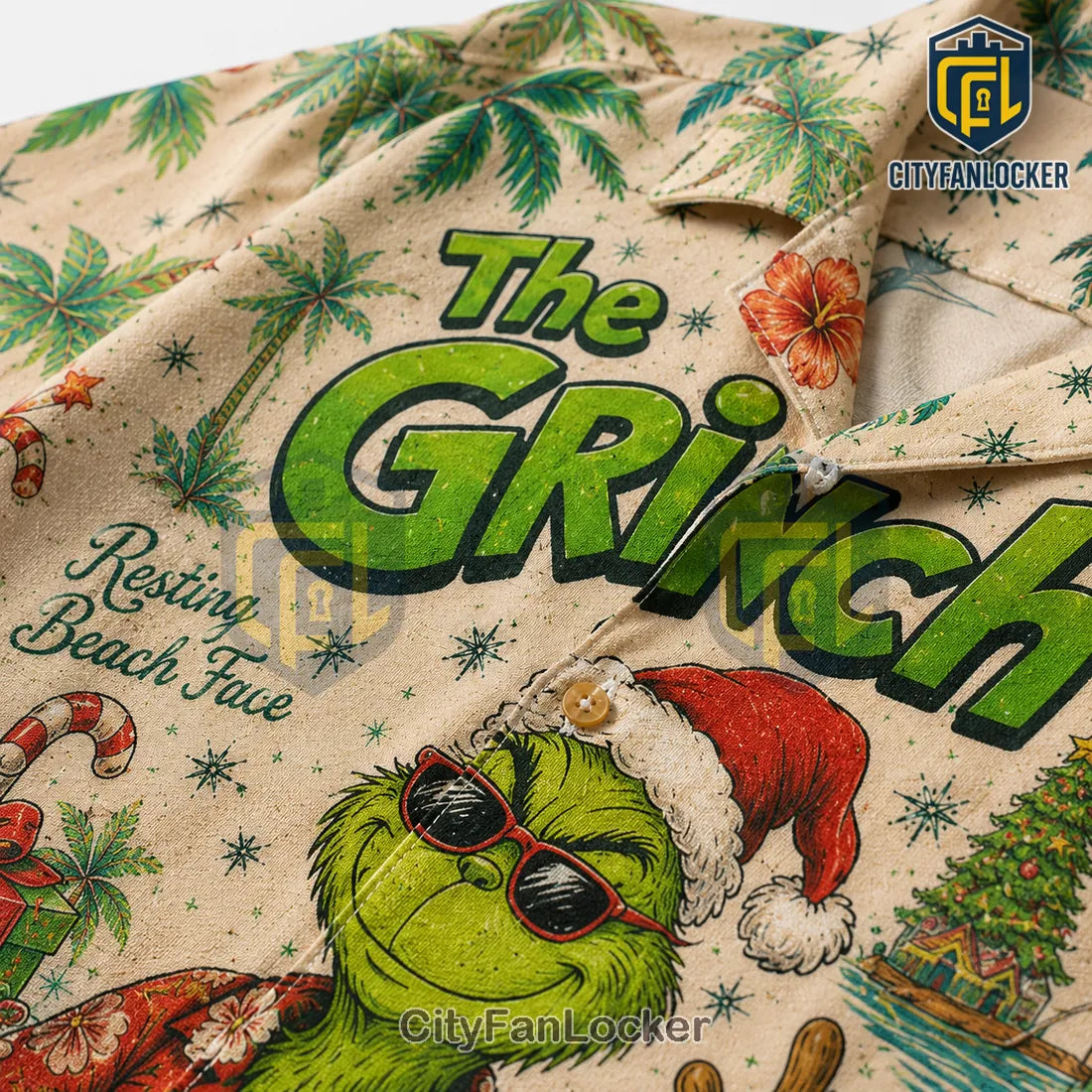 The Grinch Resting Beach Face Hawaiian Shirt 2026