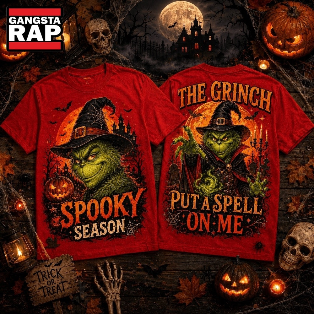 The Grinch Witch Hat Orange Moon Halloween Spooky Season 3D Shirt , Music Trending 3D Shirt