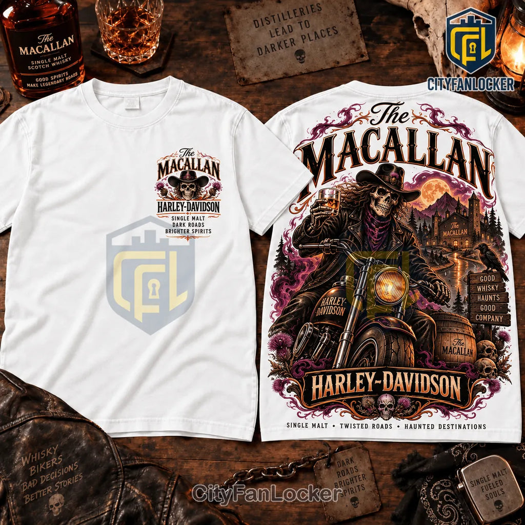 The Macallan x Harley-Davidson Skeleton Whiskey T-Shirt