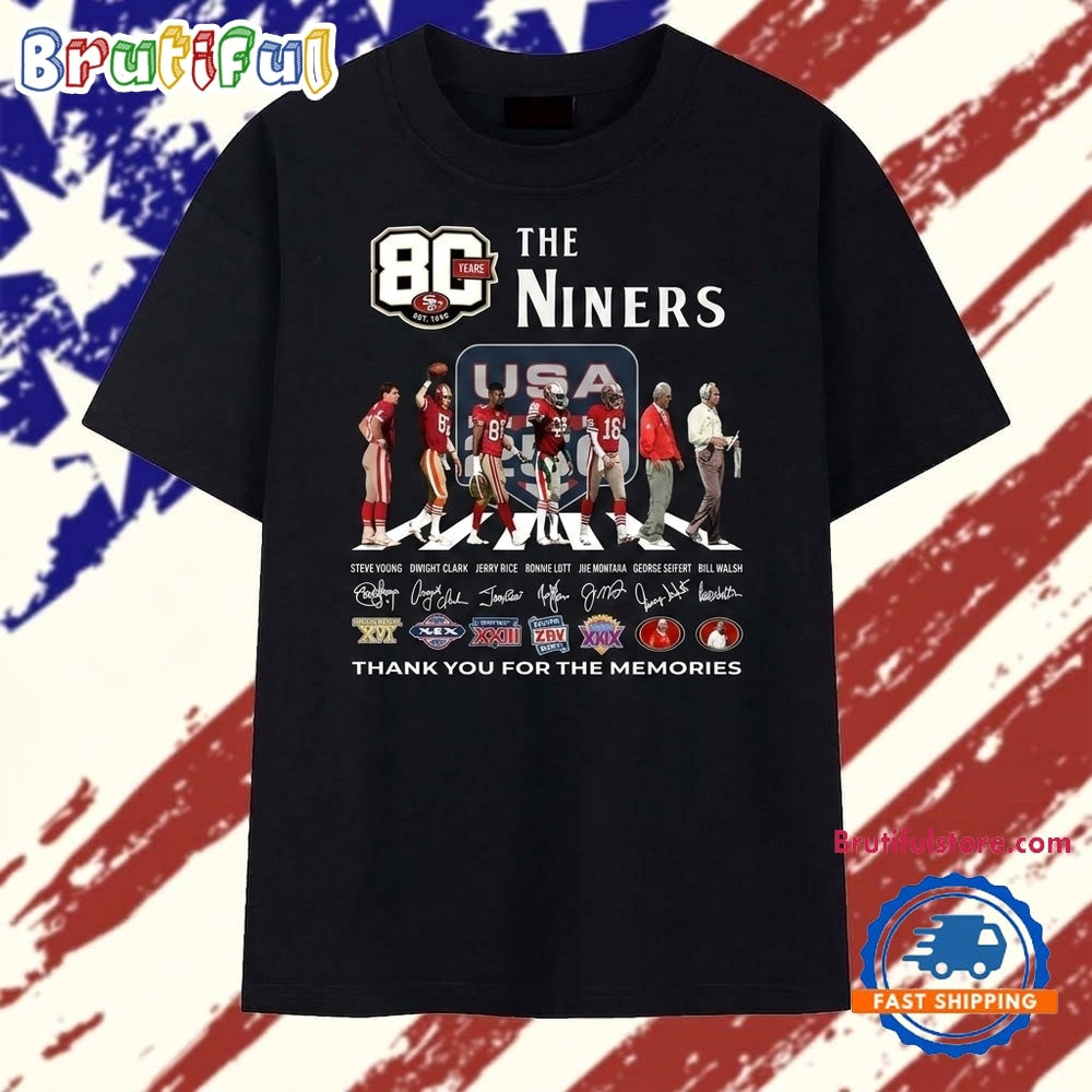 The Niners 80 Years Super Bowl Champions Abbey Road Signatures T Shirt