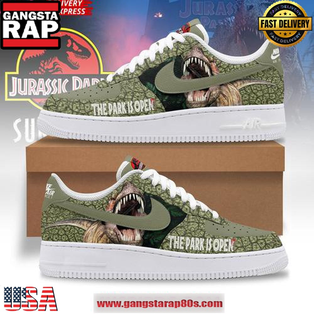 The Park Is Open Jurassic Park Limited Edition Air Force 1 Sneakers Shoes