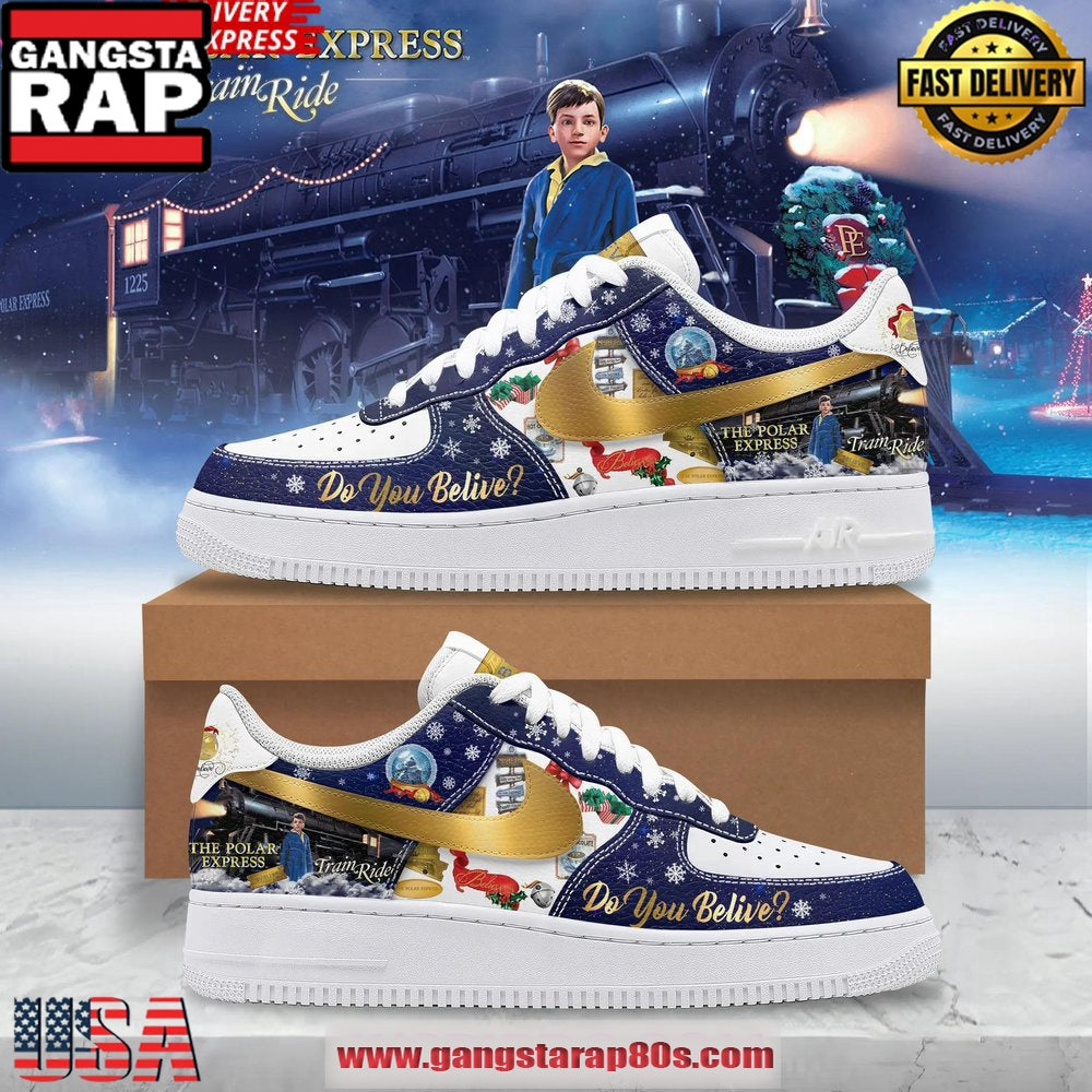 The Polar Express Limited Edition Air Force 1 Running Sneakers Shoes