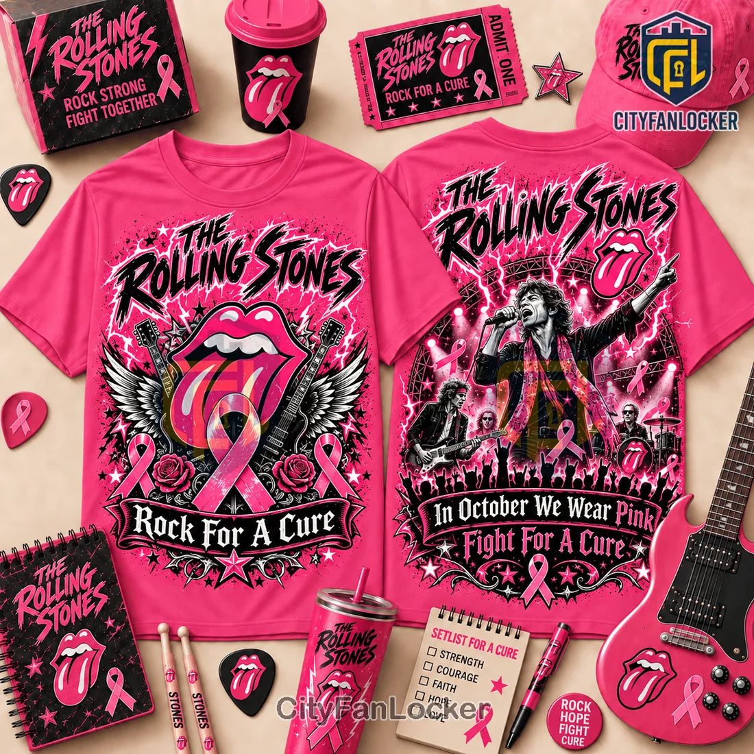 The Rolling Stones Pink Ribbon Shirt