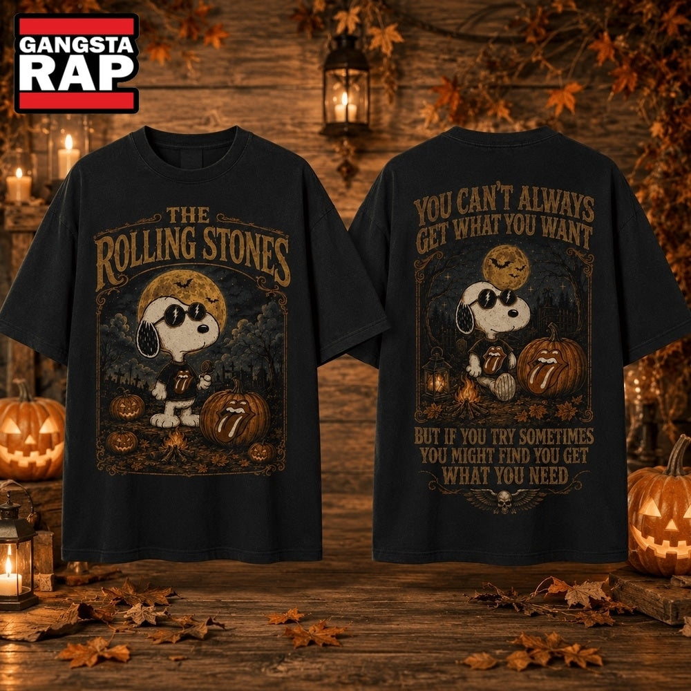 The Rolling Stones x Snoopy Halloween You Can’t Always Get What You Want 3D Shirt , Music Trending 3D Shirt