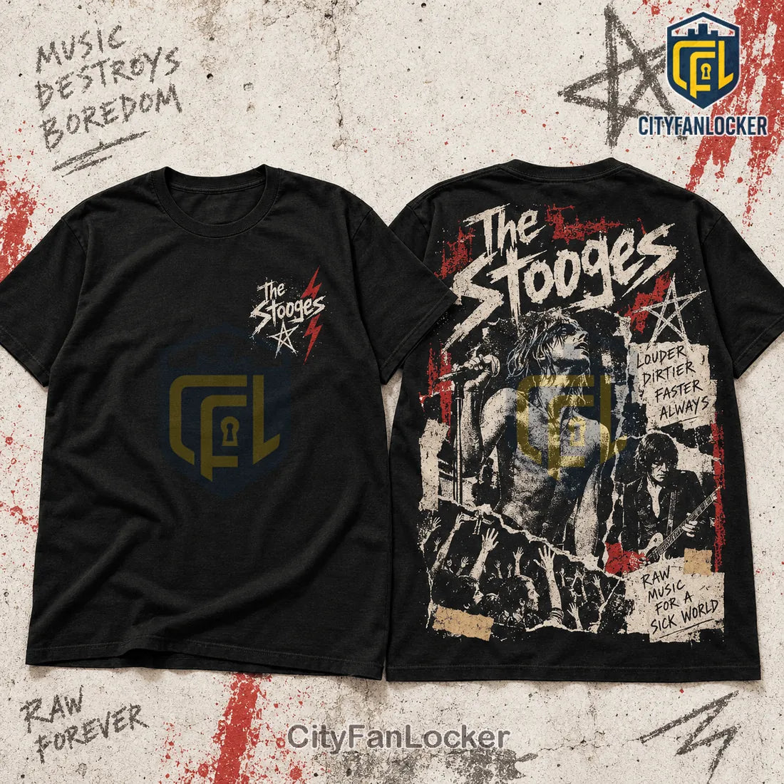 The Stooges Vintage Punk Rock Black Shirt