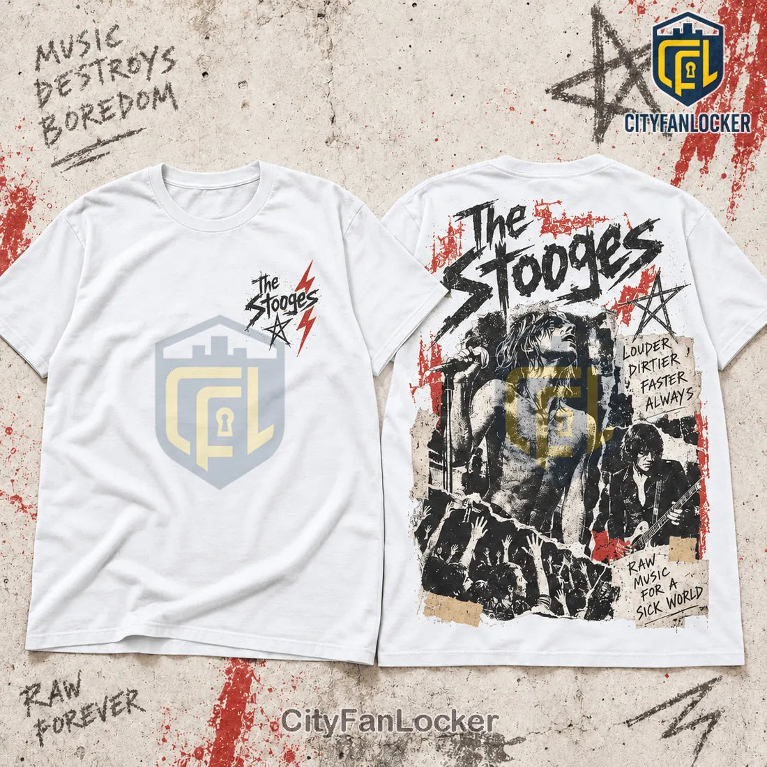 The Stooges Vintage Punk Rock Black Shirt