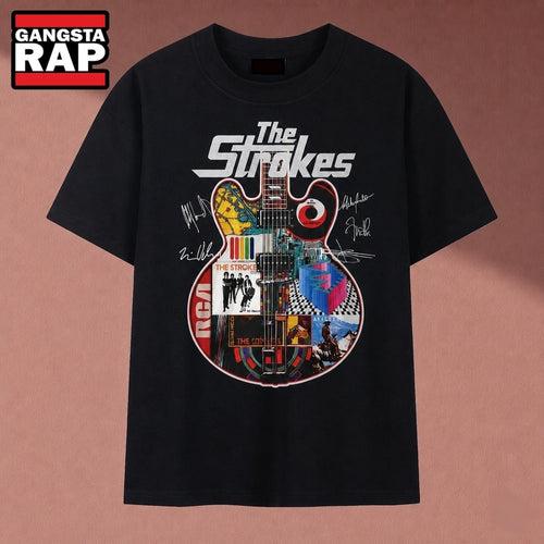 The Strokes Band Guitar Album Art Collage Vintage Graphic T Shirt, Music 2D Shirt