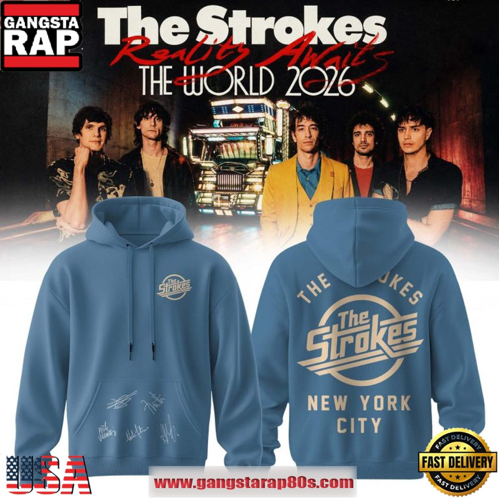 The Strokes Official Reality Awaits Tour 2026 Signature Hoodie T-Shirt