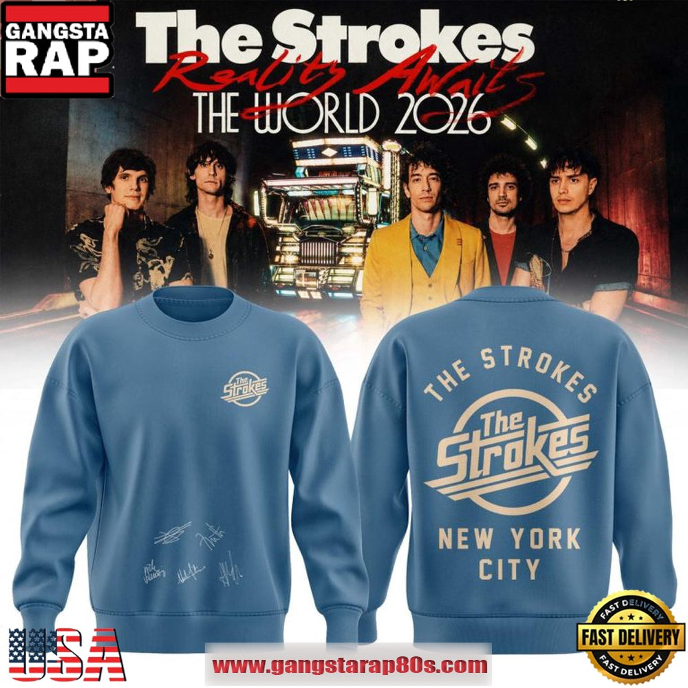 The Strokes Official Reality Awaits Tour 2026 Signature Hoodie T-Shirt
