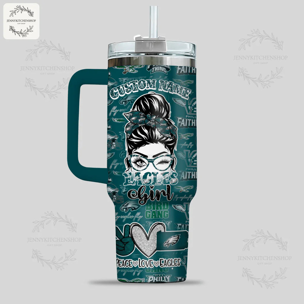 The Ultimate Gift for Eagles Women Fans - Personalized Bird Gang Tumbler
