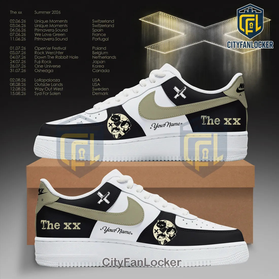 The xx Band Summer 2026 Concert Tour Personalized Air Force 1