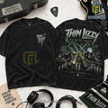 Thin Lizzy Twin Guitar Thunder Black Mineral Wash Shirt