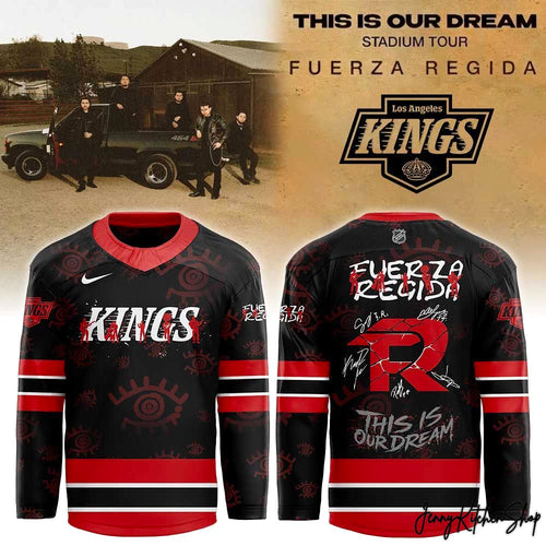 This is our Dream Stadium Tour 2026 LA Kings x Fuerza Regida Hockey Jersey