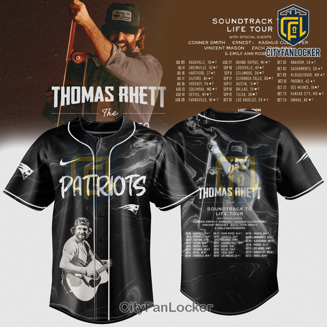Thomas Rhett Soundtrack Tour Patriots Baseball Jersey