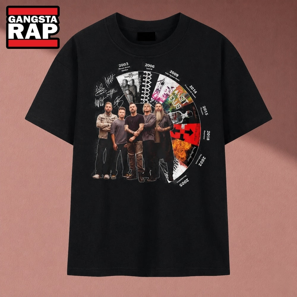Three Days Grace Albums Discography Timeline Band Signatures T Shirt, Music 2D Shirt