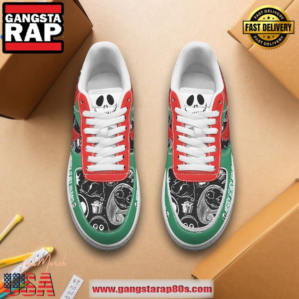 TNBC Merry Scary Holidays Christmas Air Force 1 Running Sneakers Shoes