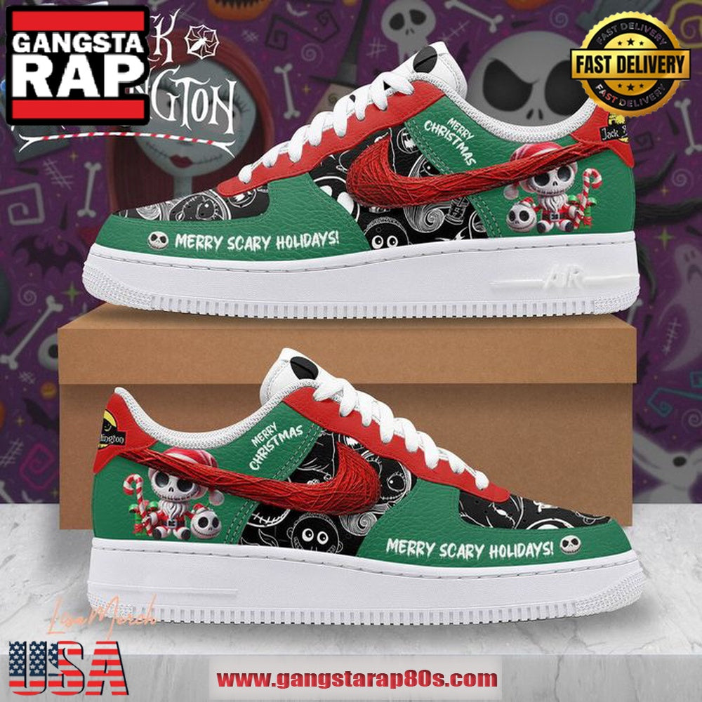 TNBC Merry Scary Holidays Christmas Air Force 1 Running Sneakers Shoes