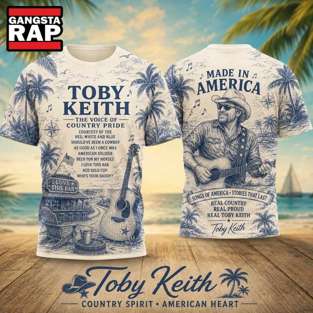 Toby Keith Palm Tree Vintage Poster 2026 Vintage 3D Shirt