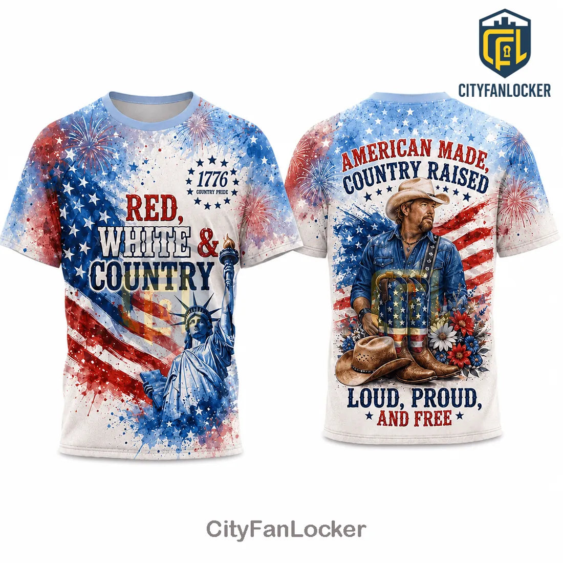 Toby Keith Patriotic Red White and Country 1776 Graphic T-Shirt