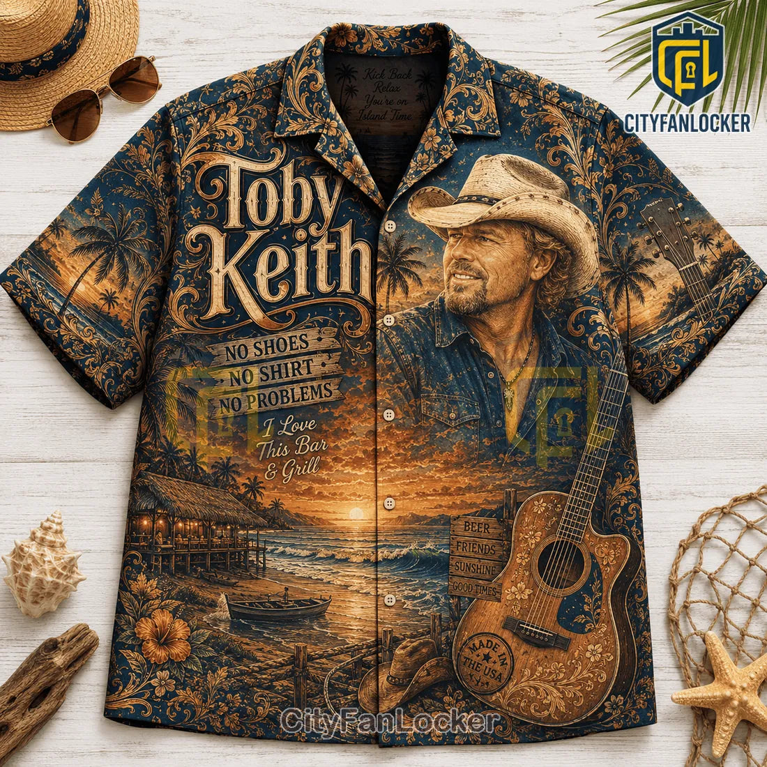 Toby Keith Tropical Navy Blue Hawaiian Shirt