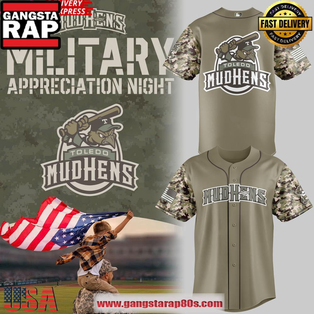 Toledo Mud Hens Military Appreciation Night 2025 Special Edition Baseball Jersey Shirt