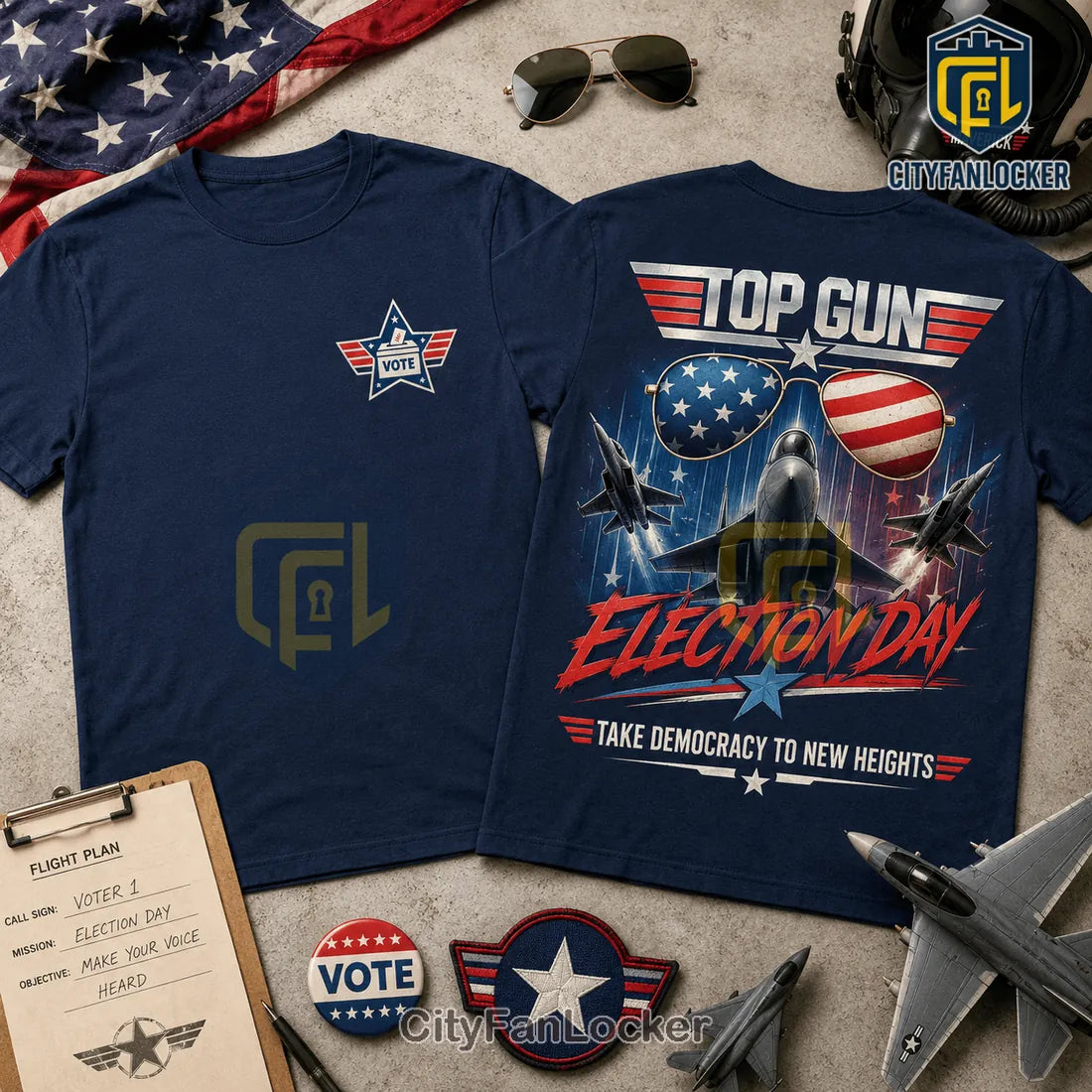 Top Gun Election Day Navy Blue T-Shirt