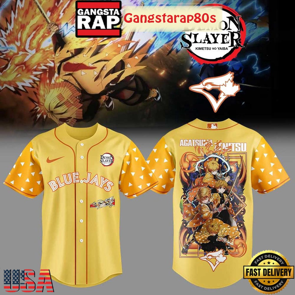 Toronto Blue Jays x Agatsuma Zenitsu Demon Slayer Infinity Catsle 2025 Special Baseball Jersey