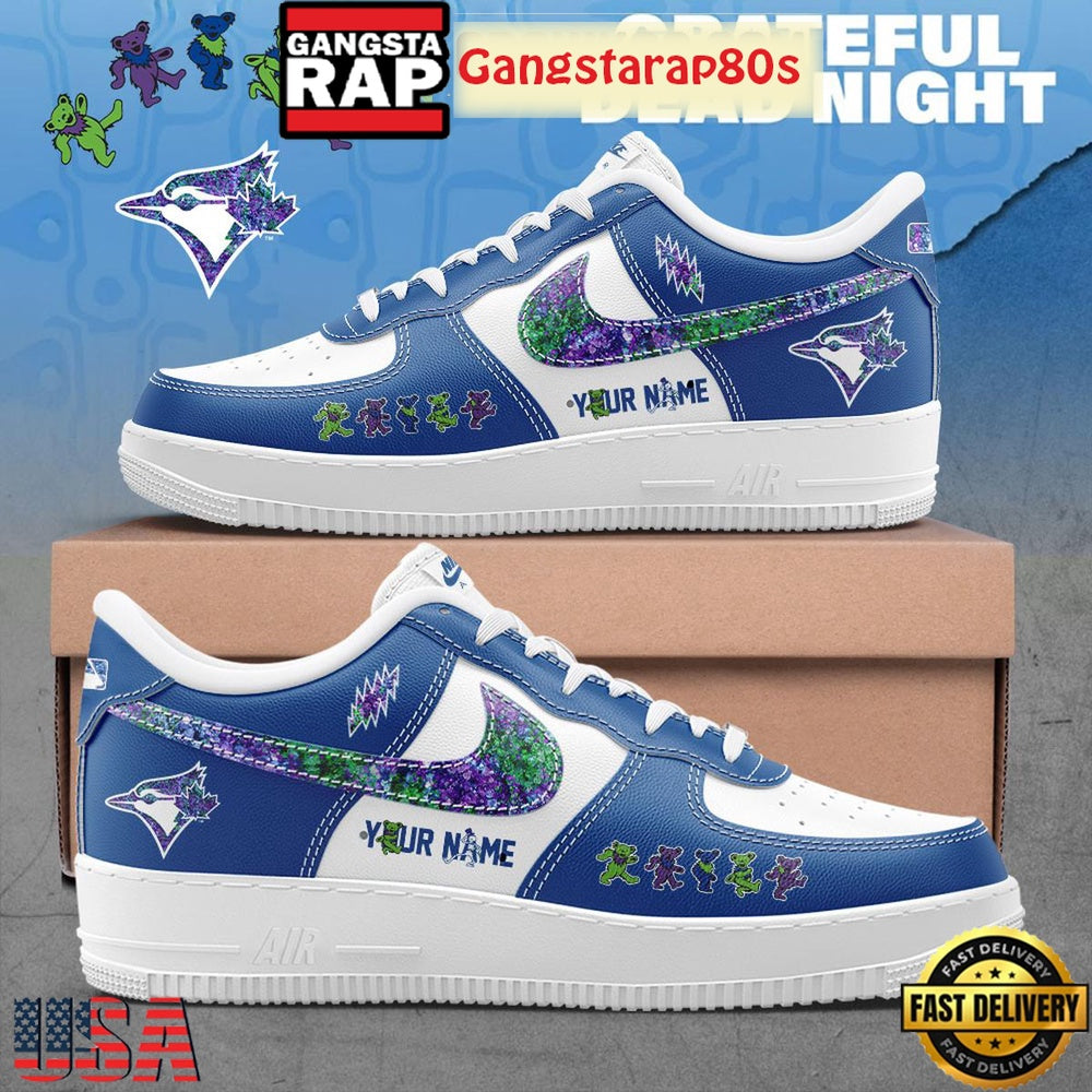 Toronto Blue Jays x Grateful Dead Night Custom Limited Edition Air Force 1 Sneakers Shoes