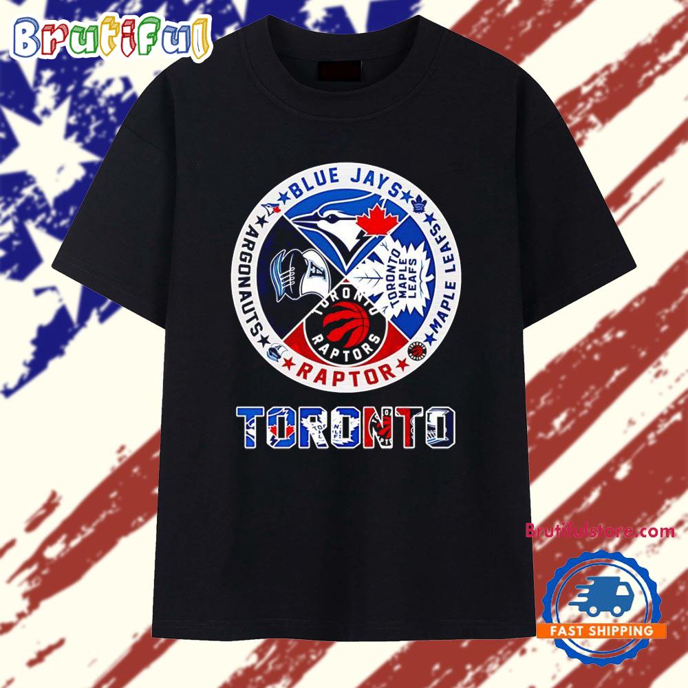 Toronto circle logo sports team Toronto Blue Jays Maple Leafs Argonauts Raptors T Shirt