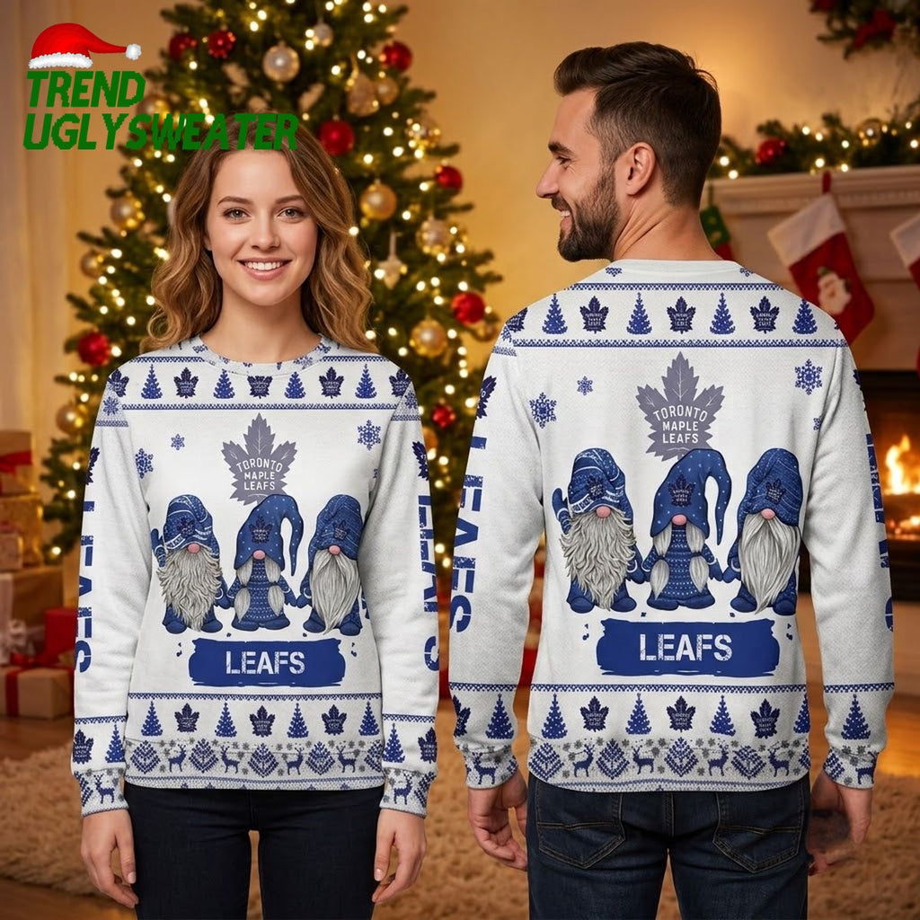 Toronto Maple Leafs Three Gnome Ugly Christmas Sweater